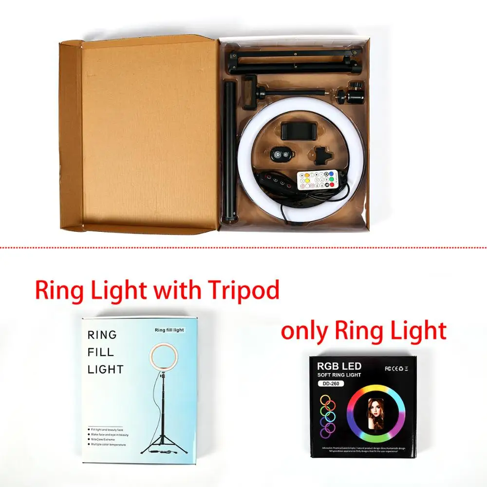 10inch RGB ring light with selfie stick led ring light USB Ring Lamp 14  colors Photography Photo with Phone Holder for video - AliExpress Consumer  Electronics