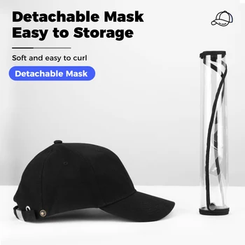 

2 In 1 Anti-spitting Anti-fog Windproof Protective Cap With Face Shield Detachable Baseball Hat TPU Material 270° Protection