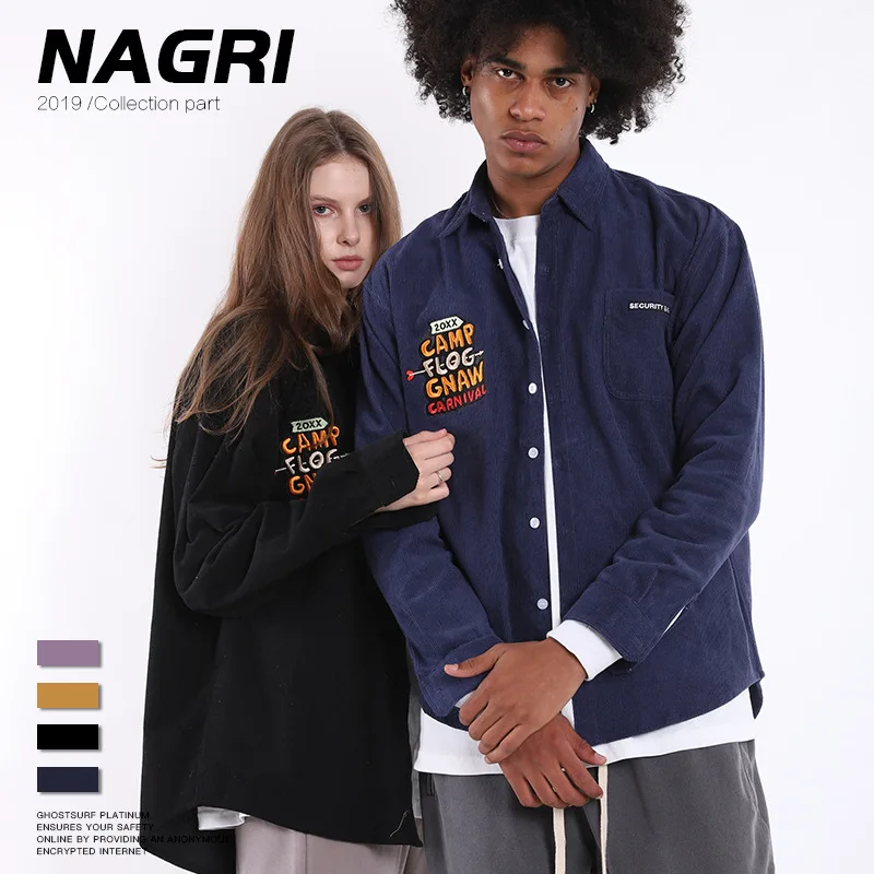 Nagri/2019 г. Осенне-зимняя новая стильная мужская одежда в европейском и американском стиле Вельветовая рабочая одежда свободного кроя с