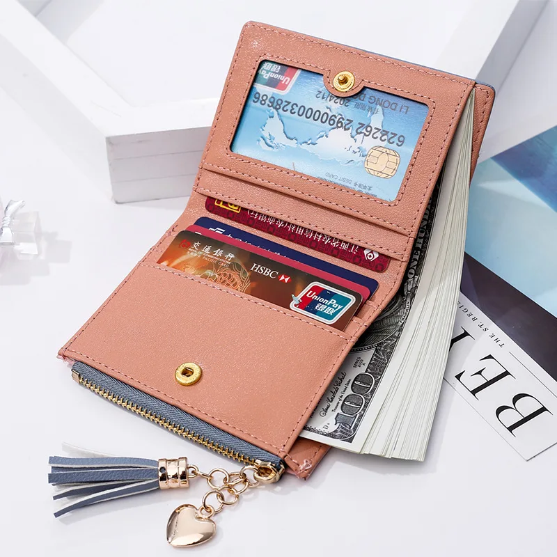 Стиль кошелек короткий женский кошелек на молнии корейский стиль с кисточками простые универсальные кошелек
