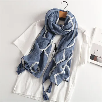 

New style Chinese Classic Silk Four Seasons Women Popular Headscarf cotton stripe print Shawl Lady Fashion Sunscreen Beach scarf