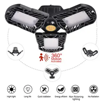 

80W/8000LM LED Motion Sensor Deformation Garage Lamp 85-265v E27 UFO High Bay Light for Industry Workshop Warehouse Parking Lot