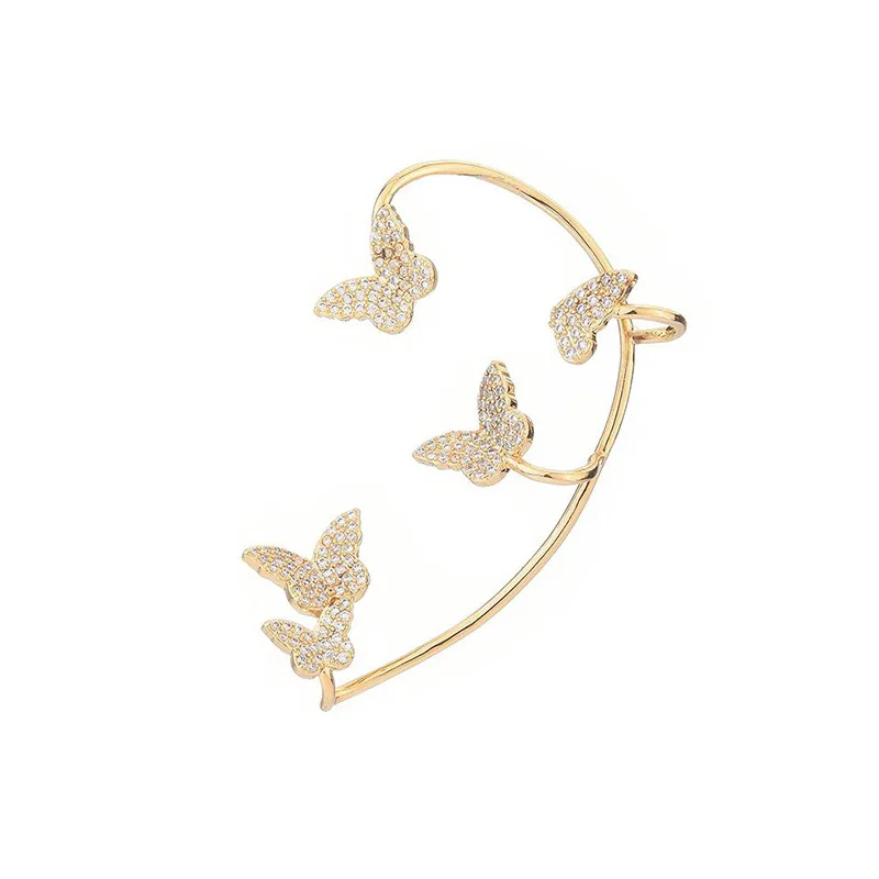ZZYY Shining Zircon Butterfly Ear Cuff Earrings for Women Girls Fashion 1pc No Piercing Ear Clip Ear-hook Wedding Jewelry Luxury