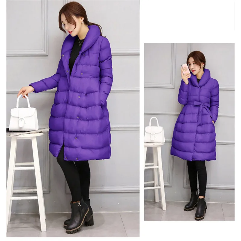 Модная женская парка, пальто фиолетового, серого, оранжевого размера плюс, верхняя одежда, куртка, Осень-зима, новая Корейская теплая одежда плюс размера LR598