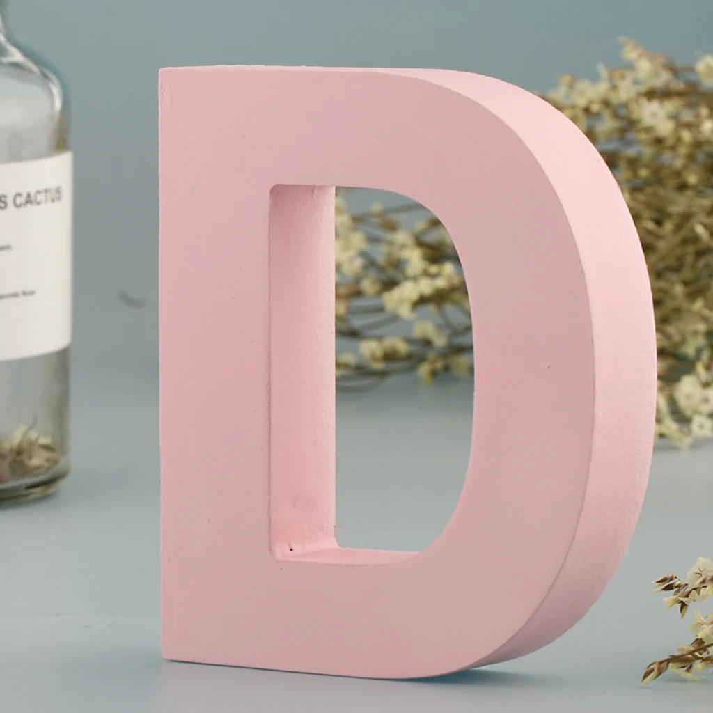 Wooden Pink 26 Alphabet Letters Marquee Letters Wall Door Hanging Sign A-Z for Kids Room Nursery Room Decorations