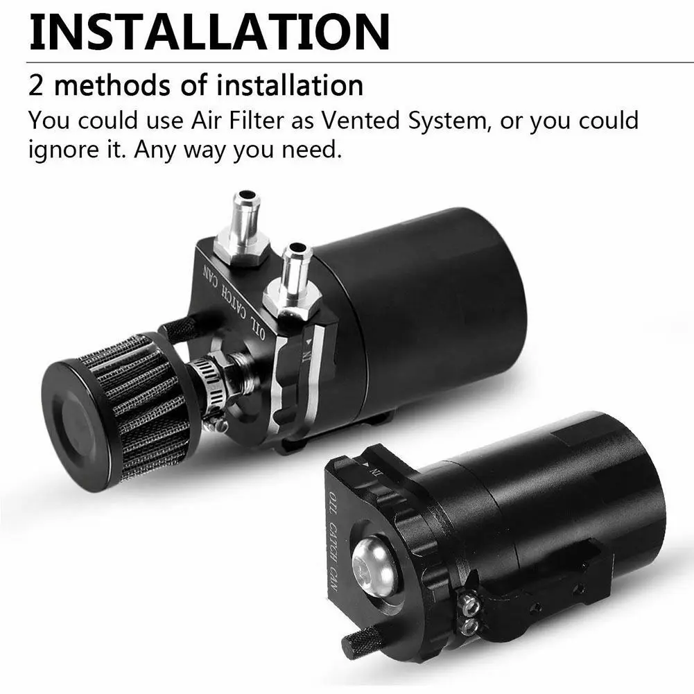 Enhanced Universal Aluminum Oil Catch Can with Breather Filter