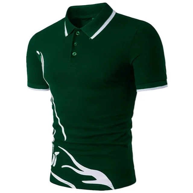 summer new Polo shirt men short-sleeved casual Slim solid color Polo shirt shrink-proof quick-drying outdoor leisure POLO shirt green