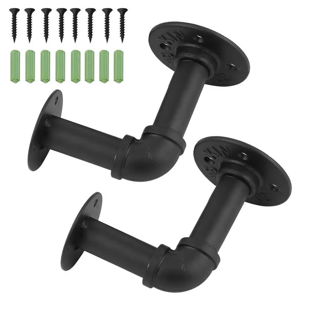 

2020 Newest 2PCS Thickened Iron Pipe Bracket Pipe Shelf Wall Mount Decor