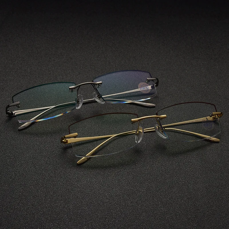 Новые бескаркасные мужские оправы для очков, очки для обрезки, анти-синий светильник, ультра-оптический светильник, очки для близорукости, очки по рецепту