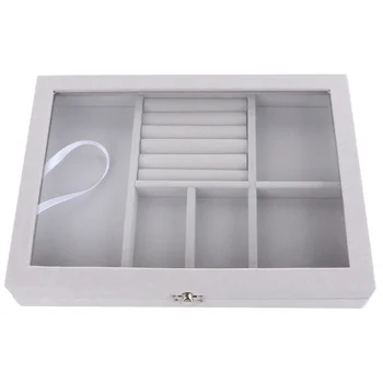 

Jewelry Storage Box Necklace Ring Container Jewelry Organizer Jewelry Display Rack Light Grey (6 in 1)
