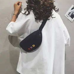 2019 модная женская Регулируемая белая черная поясная сумка женская маленькая нагрудная поясная сумка цветок Холст поясная сумка для женщин