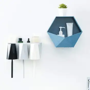 

Nordic Hexagonal Wall Shelves Geometric Wall Floating Shelf Storage Box Home Decoration cc