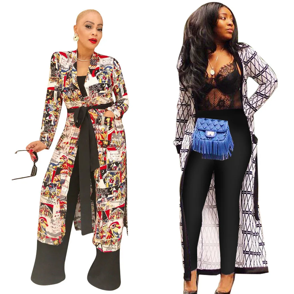 New Fashion 3852 Exclusive Women's Autumn And Winter New Print Coat With Belt