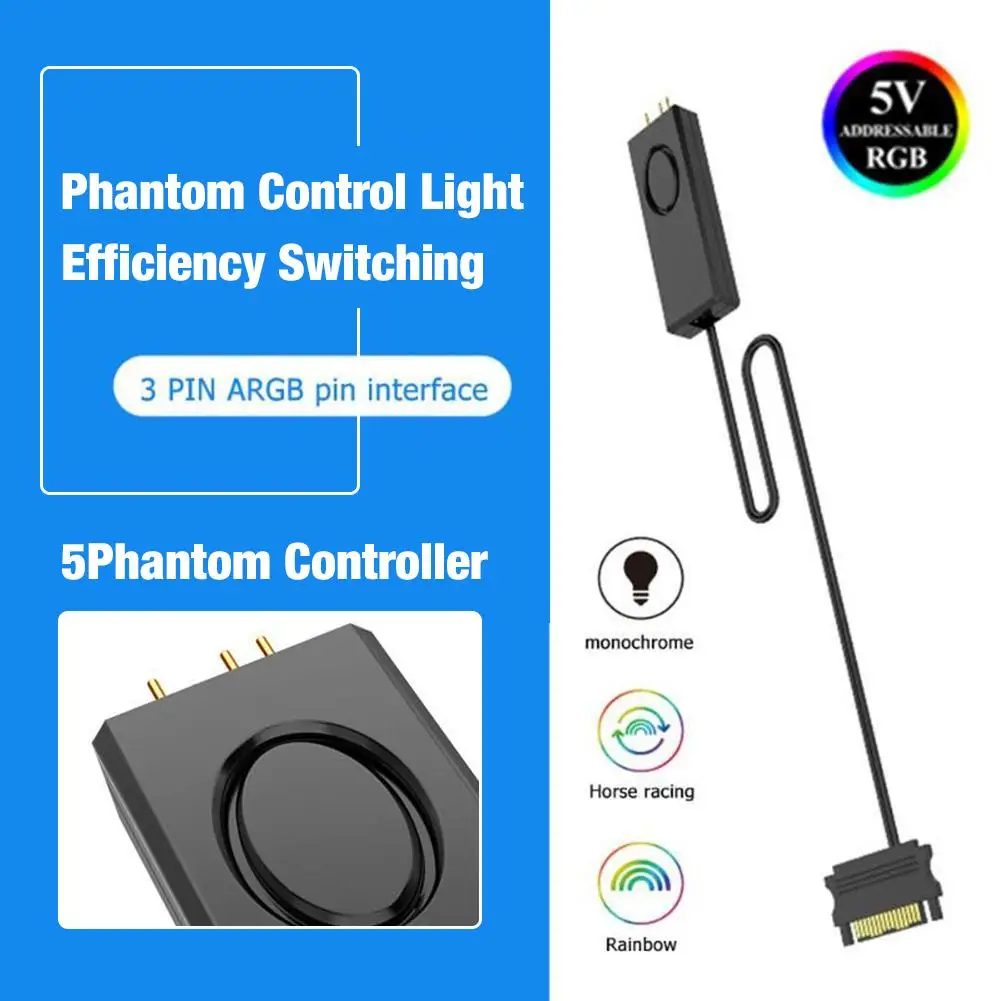 

Rondaful 5V 3Pin ARGB Controller SATA Pin Power Supply Desktop Computer Remote Control For 3Pin 5V Case LED Lighting