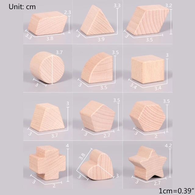 Kids Wooden Shape Sorter Cube Unpainted Building Block Box Educational Toys Toddler Baby Stacking and Matching Game Jigsaw GXMB 2
