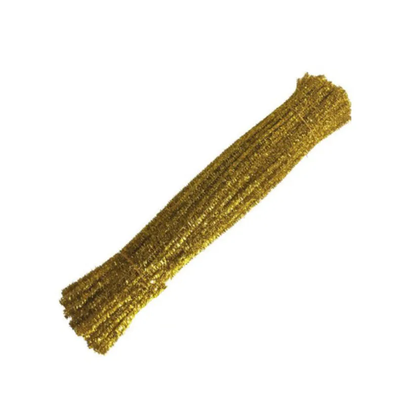 Gold 100pcs 100 шт., креативные игрушки, плюшевые шенилловые стебли, трубы с блестками, цветные чистящие стебли для детей, игрушки ручной работы, игрушки для творчества - Цвет: Gold 100pcs