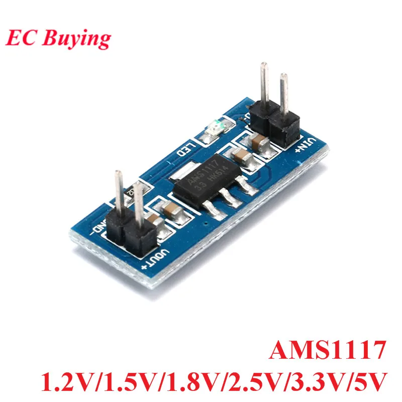 Фото 5 шт./партия, понижающий модуль питания AMS1117 LM1117 для Arduino Raspberry pi, постоянный ток 1,2 в, 1,5 в, 1,8 в, 2,5 В, 3,3 В, 5 В №1