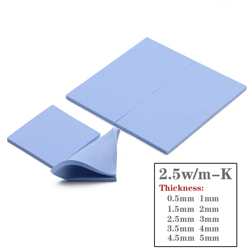 High quality Thermal Grease Pad 2.5W 100mm*100mm GPU CPU Shim Heatsink Cooling Conductive Silicone Pad Thermal Pads afbeelding