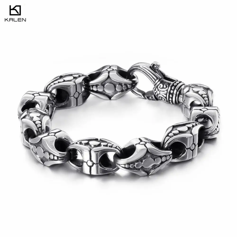 

Punk Cross Bracelet Men's Stainless Steel 21.5cm 22cm Cross Cruz Charm Bracelet Heavy Chunky Bangle Jewelry Accessories