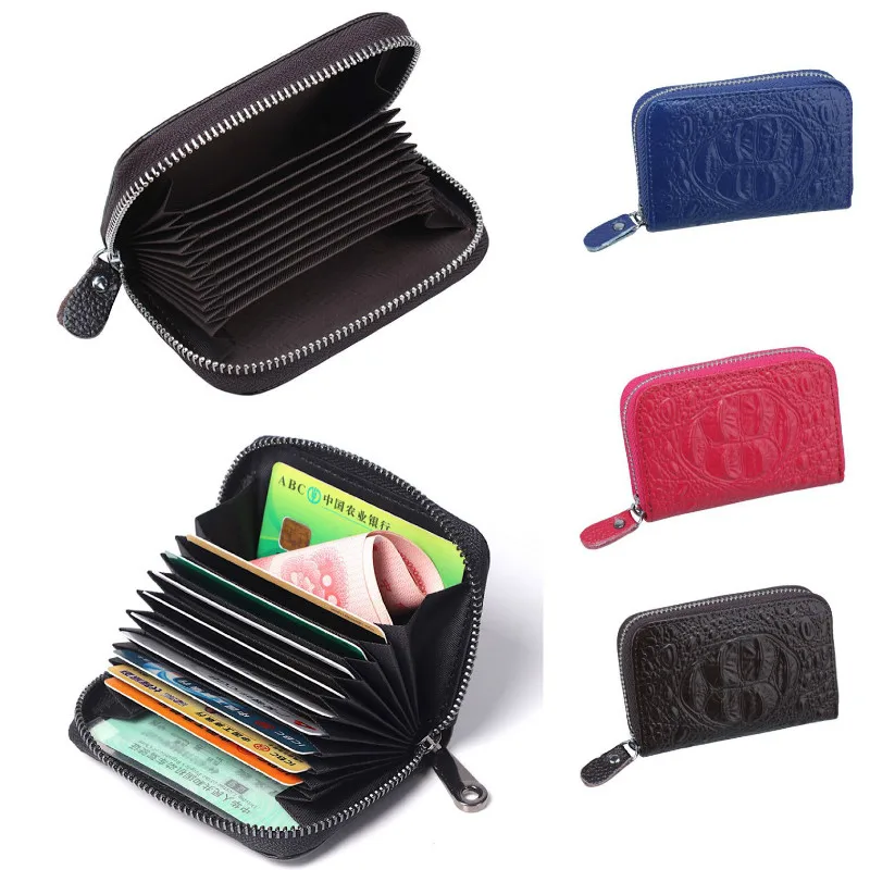 Crocodile Pattern Purse Card Holder Leather Credit Zipper Pocket Mini Bag | Багаж и сумки