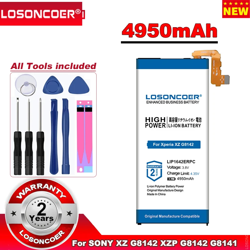 

LOSONCOER 4950mAh LIP1642ERPC Good Quality Battery For SONY Xperia XZ Premium G8142 XZP G8141 Smart Phone Batteries