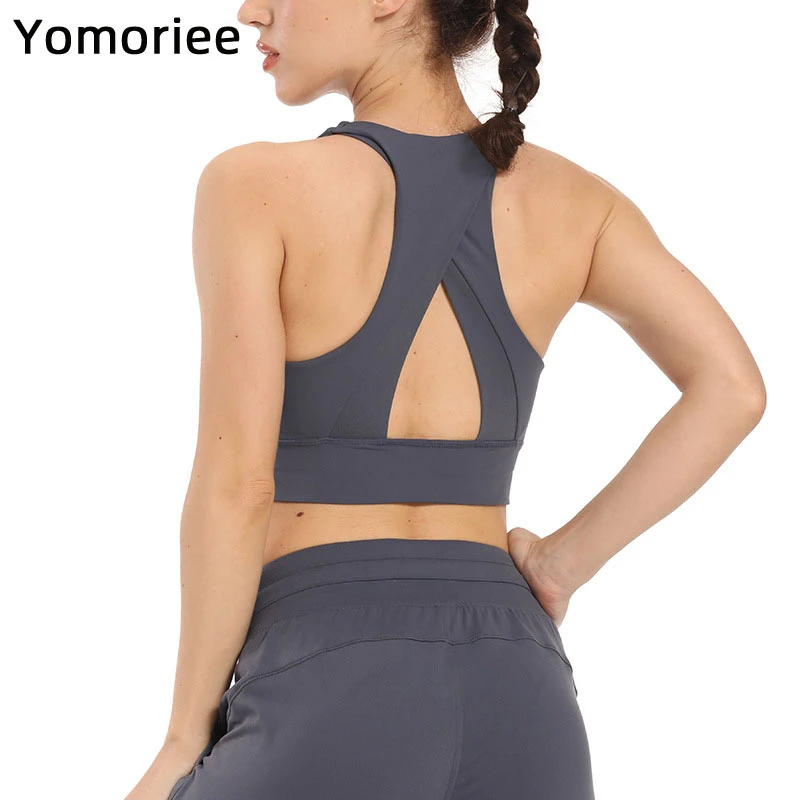 

Sport Women Yoga Bra Push-up Crop Top Cross-Back Sexy Quick Dry Breathable Halter Gym Workout Running Training Tank Yomoriee