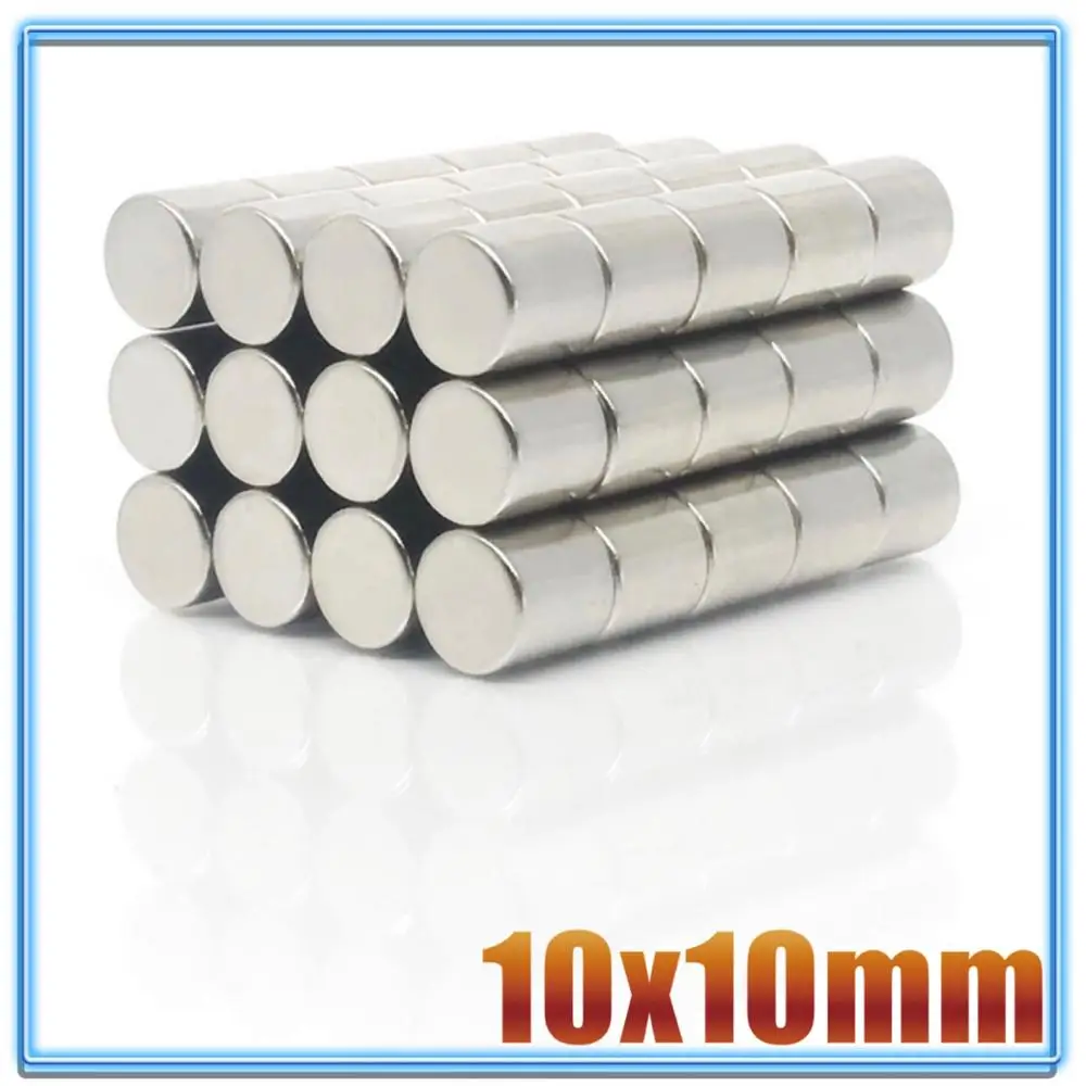 100Pcs Ronde Magneet 10X1 10X2 10X3 10X4 10X5 10X8 10X10 Mm Neodymium Magneet Permanente Ndfeb Super Sterke Krachtige Magneten 10X1.5