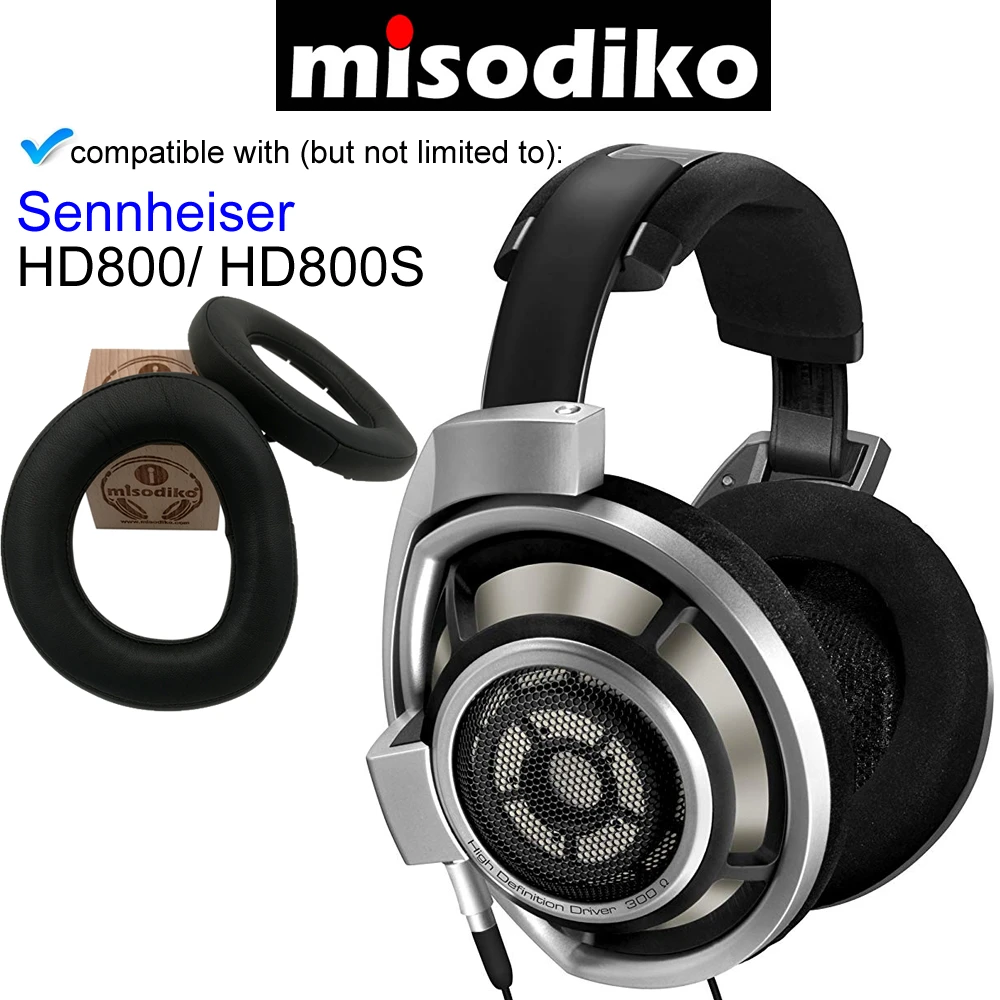 

misodiko [Upgraded Sheepskin Leather] Premium Ear Pads Cushions Part with Plastic Clip - for Sennheiser HD800 / HD800S Headphone