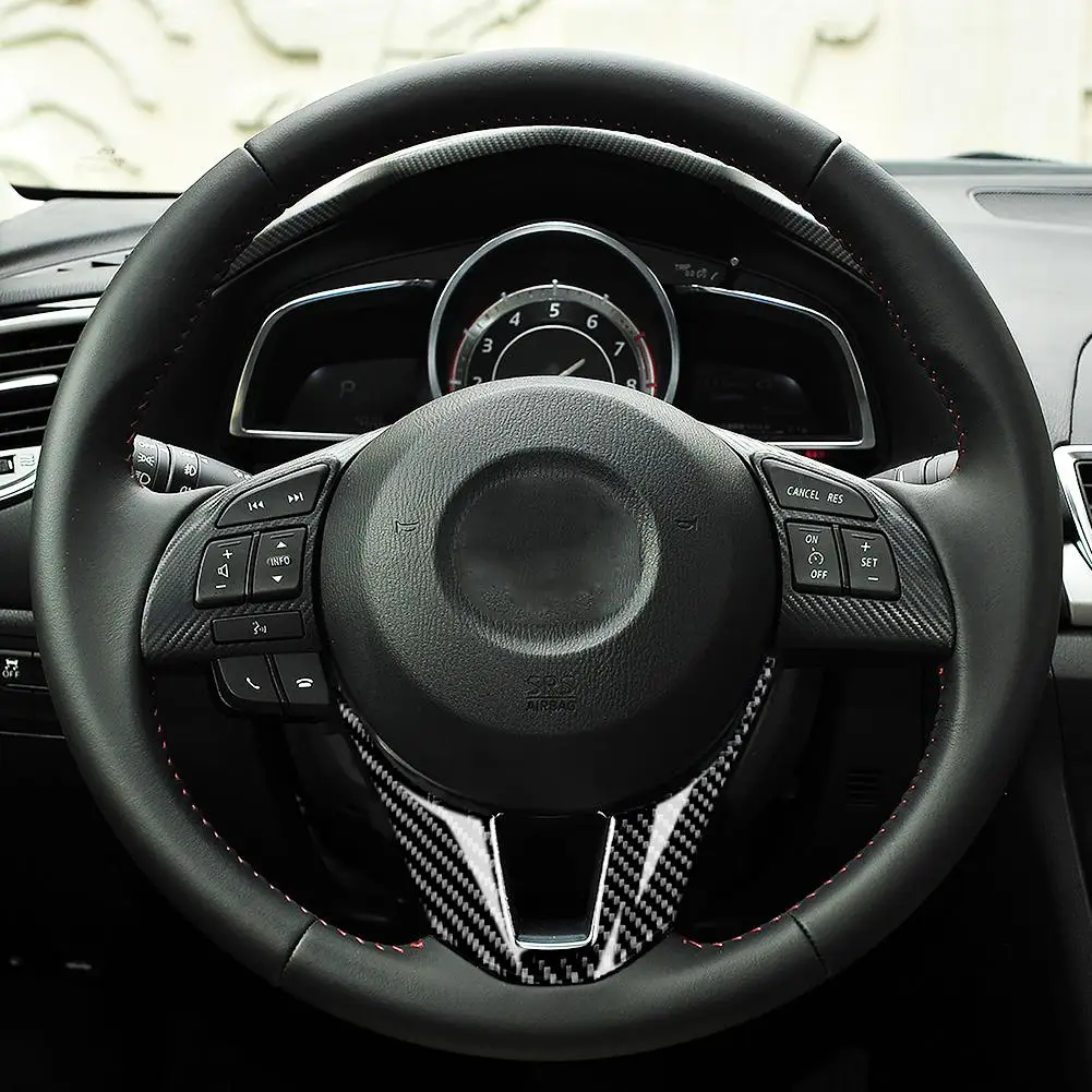 Углеродная внутренняя наклейка для Mazda 3 Axela 2013- Автомобильная наклейка s для автомобиля сменная панель Рама рулевого колеса переключения передач Панель