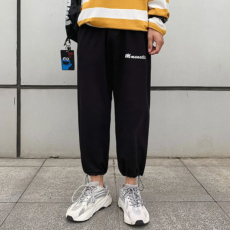 

Large Size @ Hong Kong Style Autumn New Style Straight-Cut Beam Leg Men's Printing Ninth Pants Sub-INS Casual Sports K13