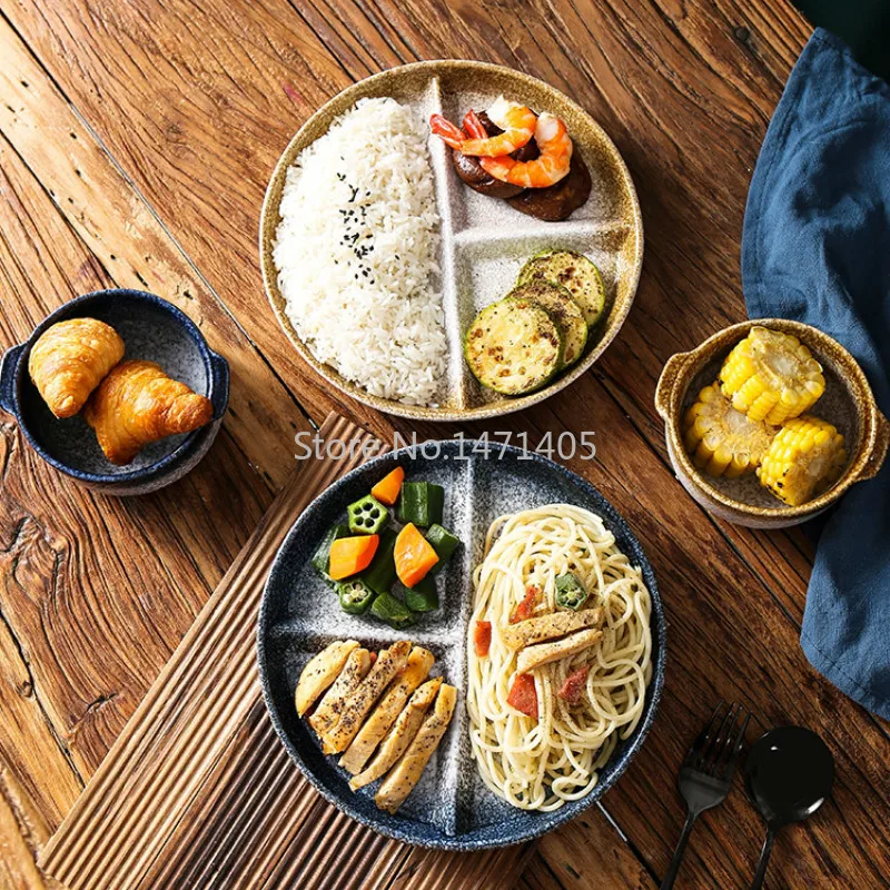 Japanese-style Cutlery Weight Loss Grid Plate Ration Fat Reduction Household Plate Adult Breakfast One-person Food