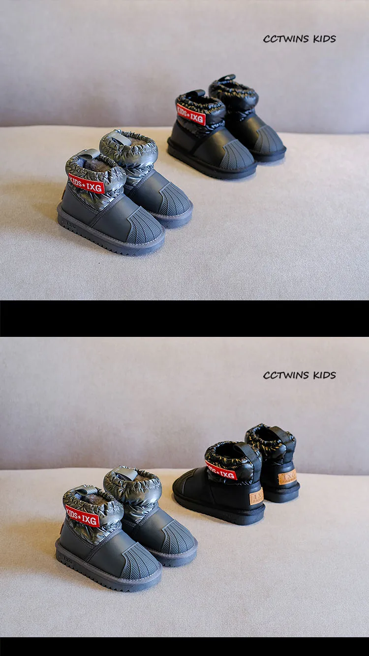 CCTWINS/детская обувь; коллекция года; зимние брендовые короткие ботинки для малышей; модные зимние ботинки для маленьких девочек; Черная теплая обувь для девочек; SNB136