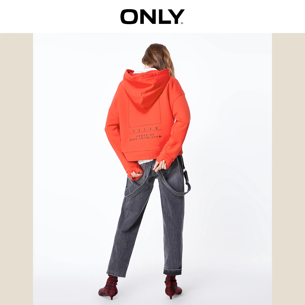  ONLY Autumn Winter Women's Loose Fit Brushed Letter Print Sweatshirt  11939S579
