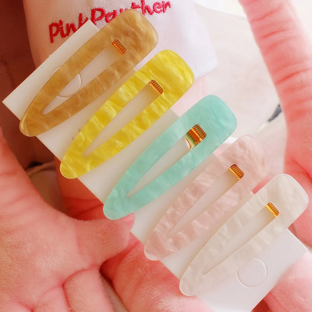INS Women Girls Acrylic Hollow Geometric Candy Color Hair Clips Hairpins Barrettes Hair Accessories