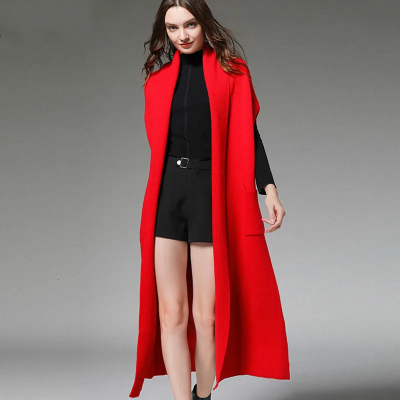 

[LANMREM] 2019 autumn and winter new products Fashion solid color sleeveless loose large size long knitted vest PA470
