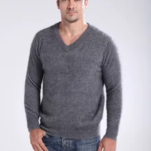 Новые мужские однотонные трикотажные норковые кашемировые свитера мужские вязаные пуловеры с v-образным вырезом и круглым вырезом