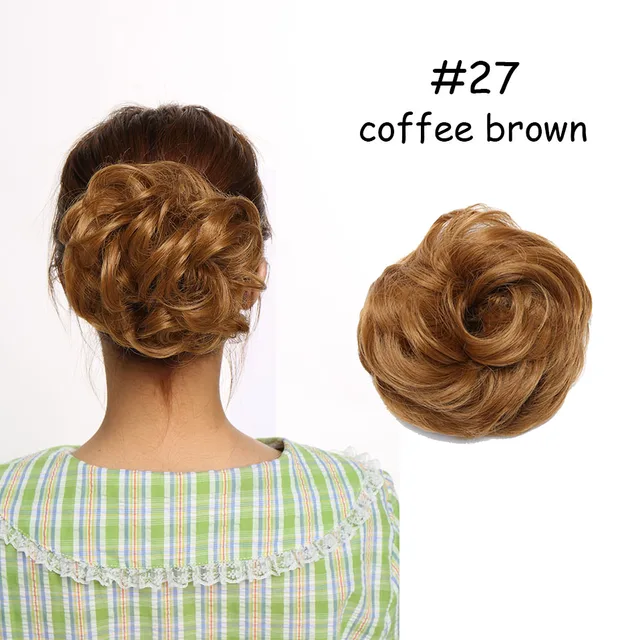 BENEHAIR Messy Hair Bun Scrunchy Curly Hair Chignon Women Chignon Synthetic Hair Extensions Updo Donut Hairpieces Fake Hair coffee brown