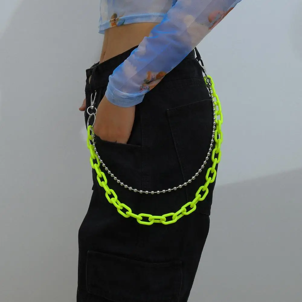 KMVEXO 2020 Punk Hip Hop Pants Chain Street Cool Chic Style Men Women