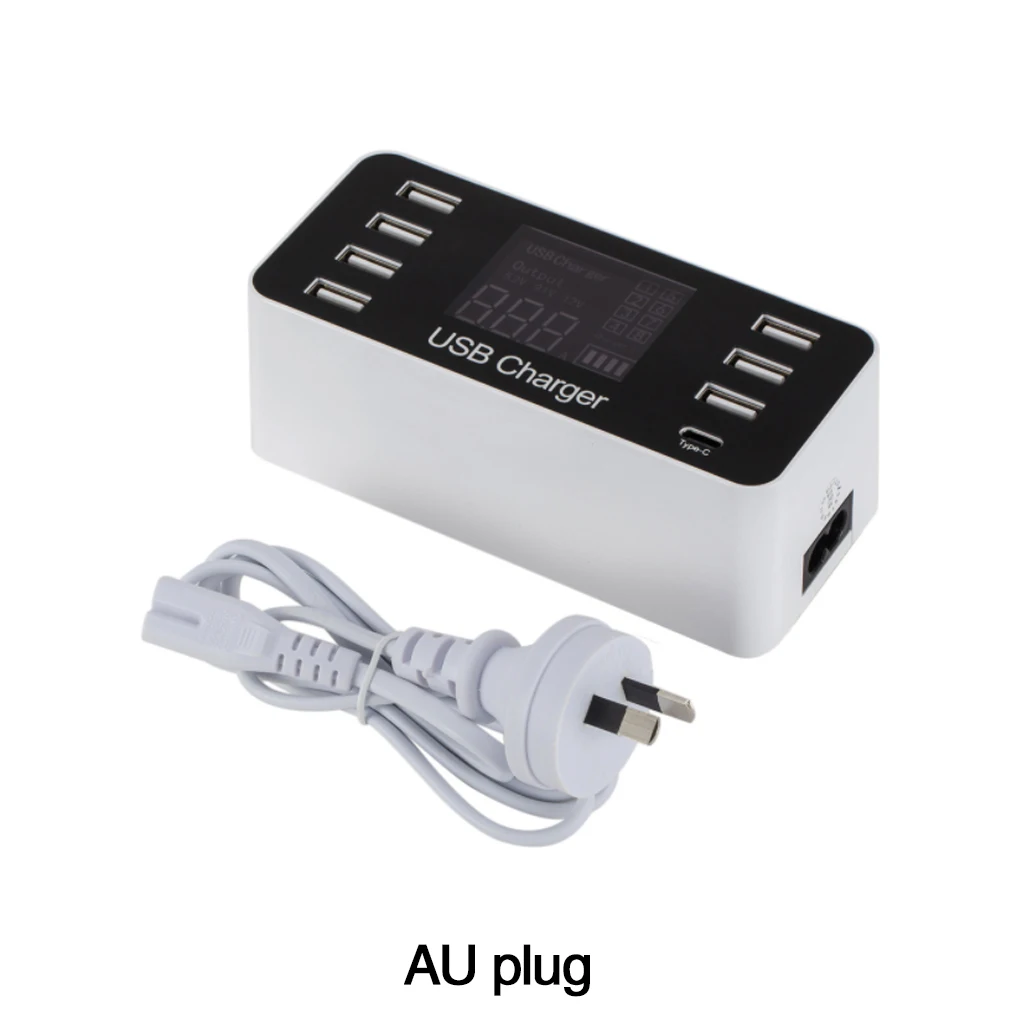 Австралия (AU) 8 портов Смарт usb зарядная станция с ЖК-цифровым дисплеем 40 Вт многопортовое зарядное устройство для смартфонов планшетных ПК AU EU US UK Plug - Тип штекера: Австралия (AU)