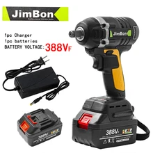 Chave de impacto elétrica sem escova recarregável 630n. m 388vf, chave de soquete 3 em 1 com 2 ferramentas de bateria de íon lítio