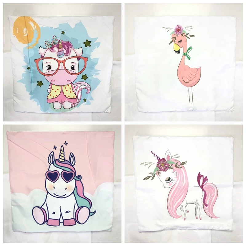 Розовый Единорог Фламинго печатных наволочки полиэфирная наволочка для ткани