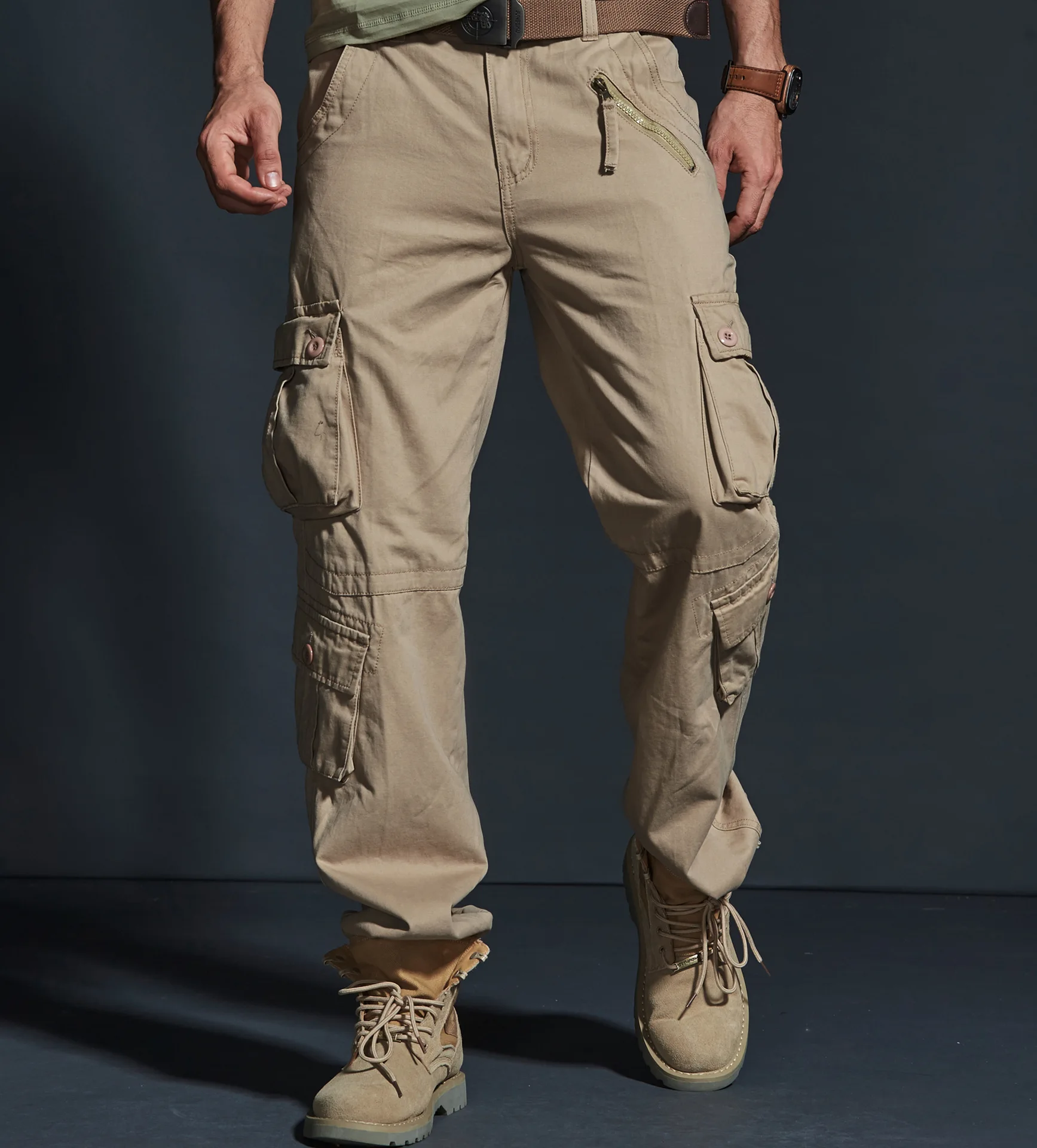 Men Multi-pocket Casual Cargo Pant Overalls Loose Straight Wear-resisting Trousers Spring Autumn Outdoor Military Tactical Pants