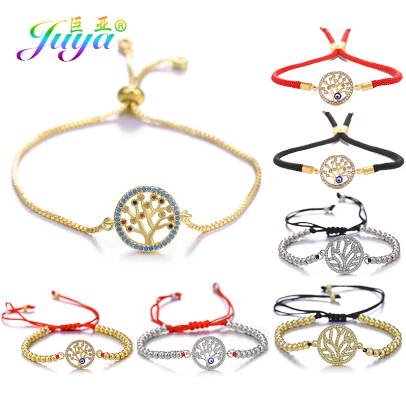 

Juya Handmade Adjustable Chains Tree Of Life Bracelets For Women Men Fashion Greek Evil Eye Bracelet Turkish Jewelry Supplies