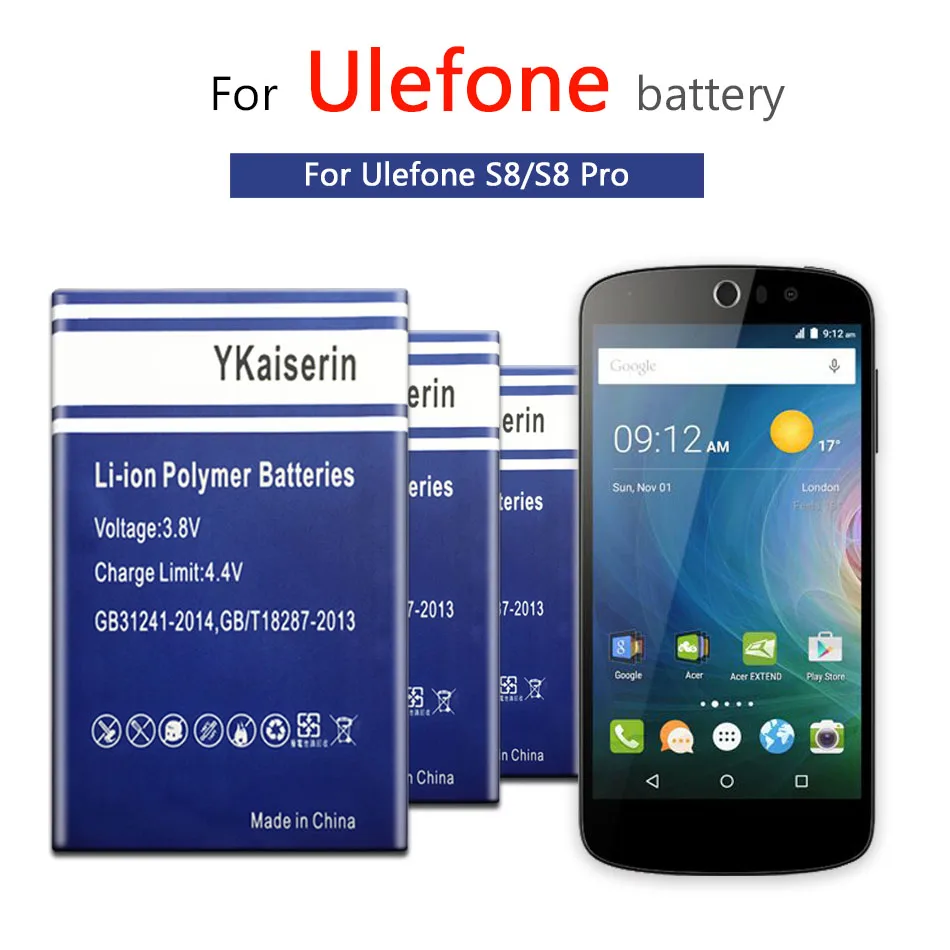 S8 аккумулятор 3900mah для Ulefone S8 Pro 5,3 дюймов Android 7,0 4G мобильный телефон MT6737 четырехъядерный