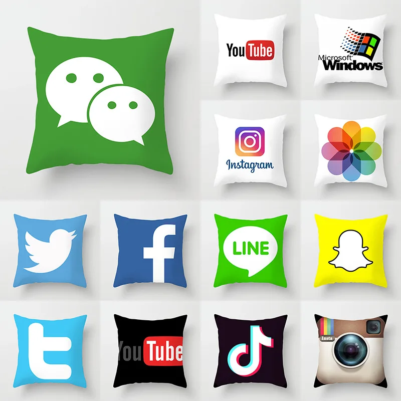 

Pillowcase App Brand Logo Cushion Cover Christmas Decoration Throw Pillows Livingroom Wedding Facebook Youtube Pillowcase