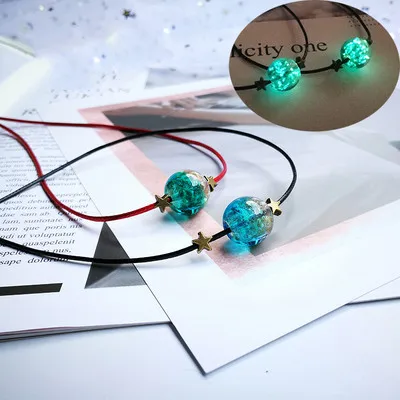 Starry Luminous Colored Glaze Luminous Pendant Couples Girlfriends Unisex Clavicle Necklace Jewelry Accessories Rope Chain