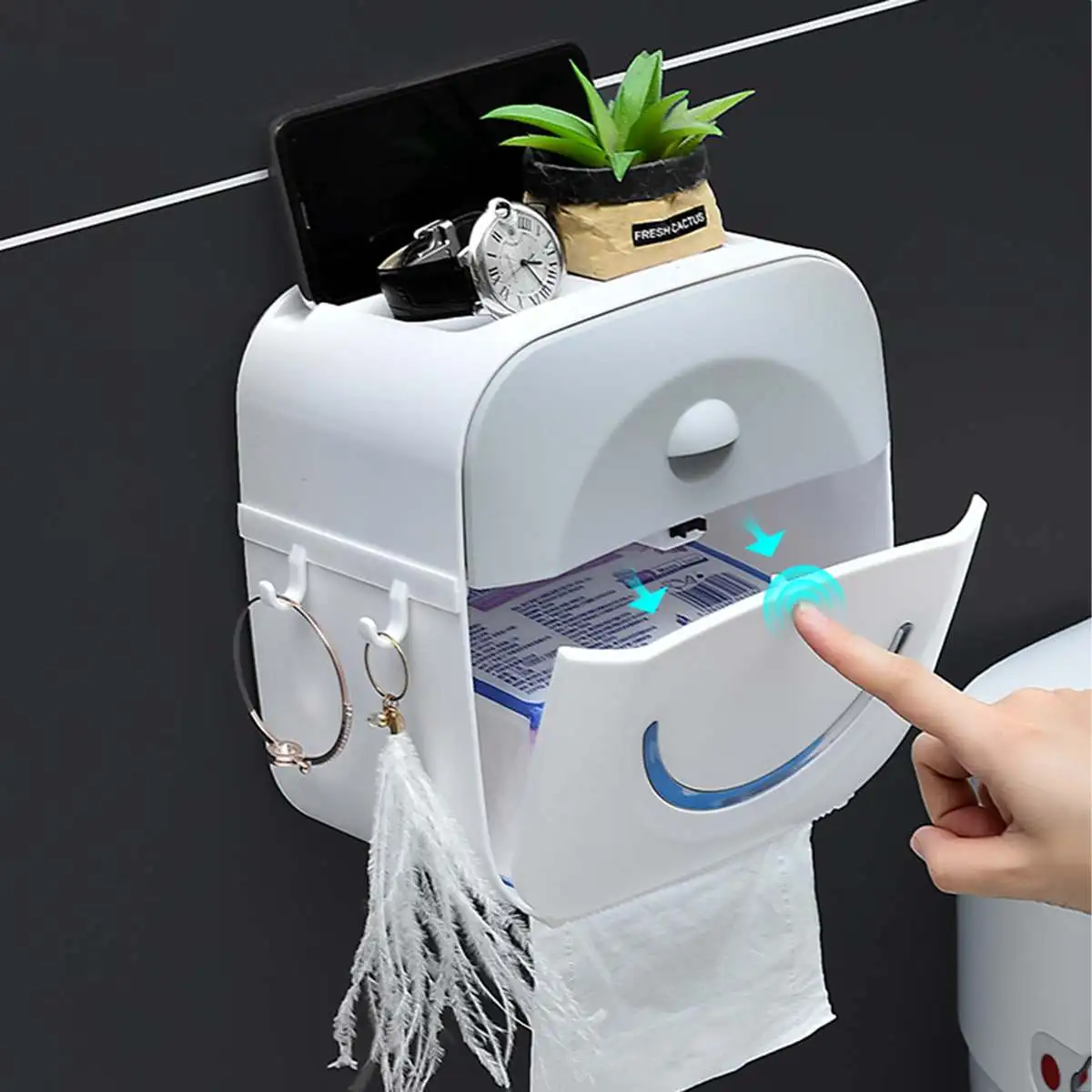 

Portable Toilet Paper Holders Waterproof Double Paper Tissue Box Wall Mounted Storage Box Paper Holder For Bathroom And Toilet