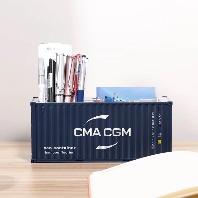 Simulation Shipping Container Model  20ft Mini Toys Logistics Container MultiFunction Pen Holder Office Must be Gift Custom LOGO CMA 30 Pen holder