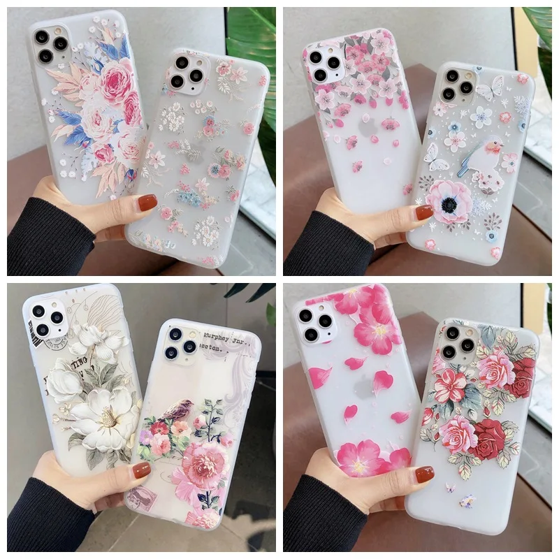 Силиконовый чехол с цветами для телефона iphone 11 pro xr x xs max 7 8 plus 6 6s se 2020 мягкий полным