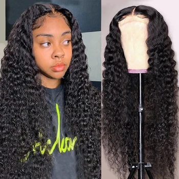 

Brazilian Kinky Curly Human Hair Wig BEAUDIVA Lace Front Human Hair Wigs T part PrePlucked with Baby Hair Curly Lace Front Wig